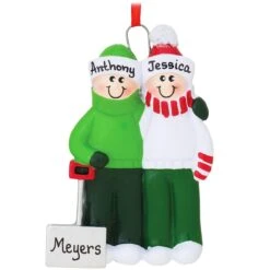 Personalized Family Of 2 With Snow Shovel Ornament