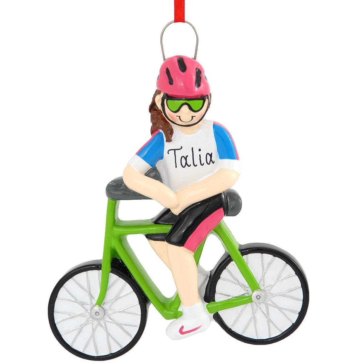 Personalized Female Bicyclist Ornament 3 Personalized Female Bicyclist Ornament