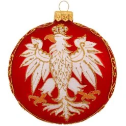 4 Inch Polish Eagle Red Glass Ornament