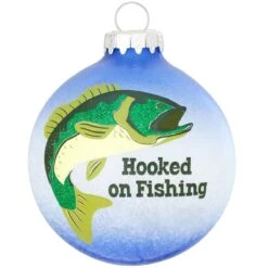 Personalized Hooked On Fishing Two-Tone Blue Glass Ornament -Holiday Decoration Store 1194596 web 2