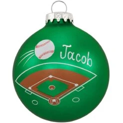 Personalized Baseball Field With Ball Round Glass Ornament