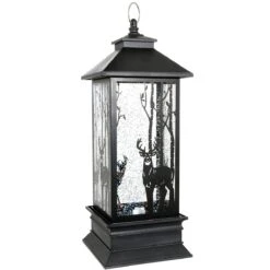 Lighted Shimmer Lantern With Deer Design