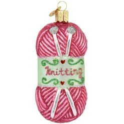 Knitting Yarn Glass Ornament