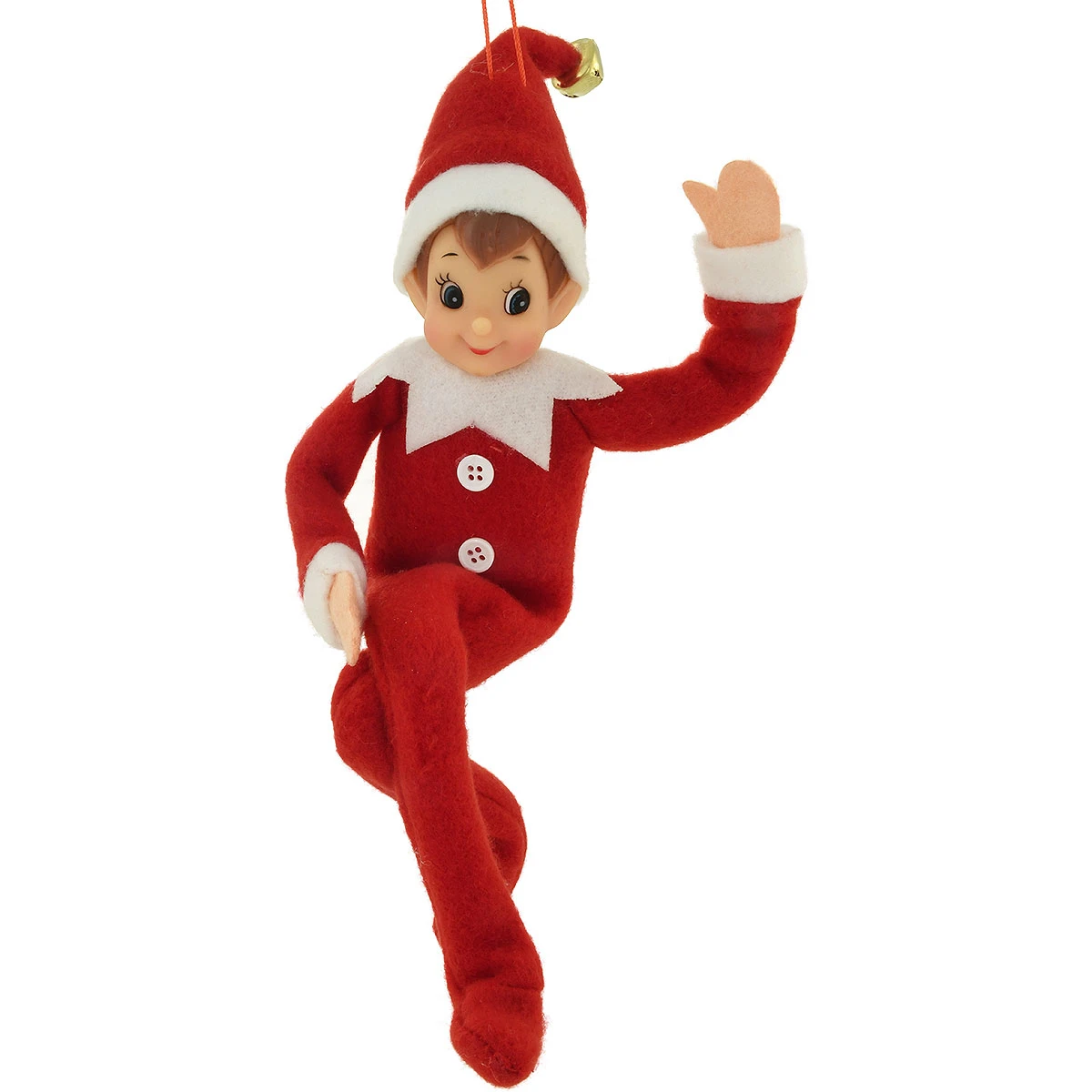 Elf Boy With Red Felt Outfit Ornament 3 Elf Boy With Red Felt Outfit Ornament