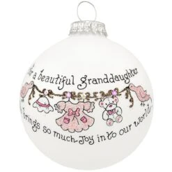 Granddaughter Joy Heart Gifts Glass Ornament