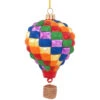 Hot Air Balloon With Basket Glass Ornament