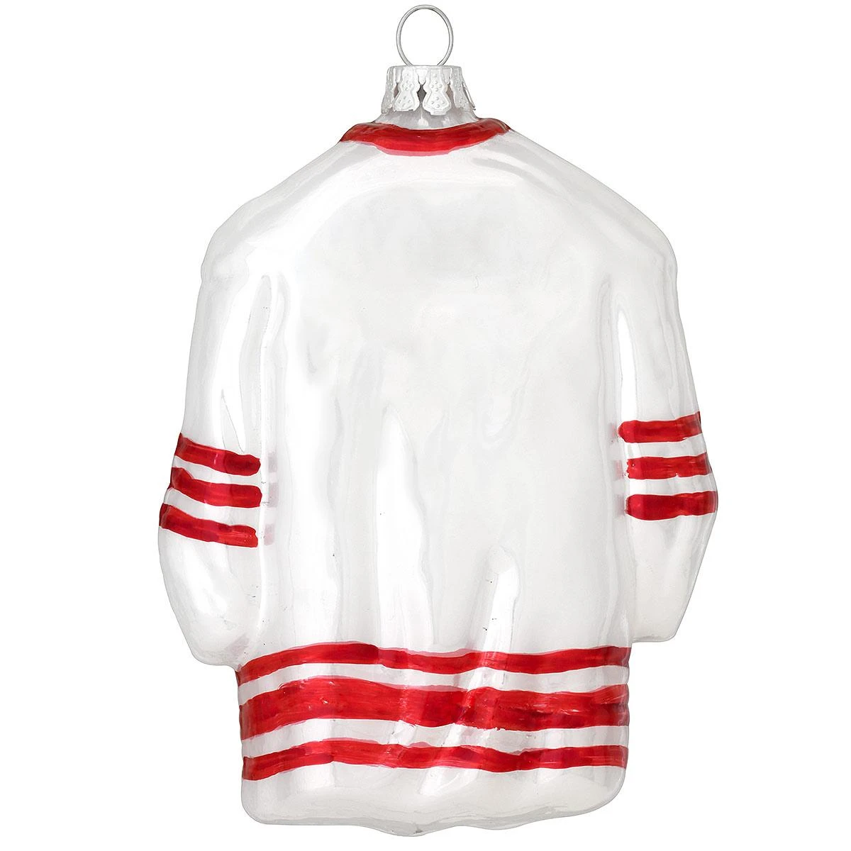 Personalized White And Red Hockey Jersey Glass Ornament 5 Personalized White And Red Hockey Jersey Glass Ornament - Image 3