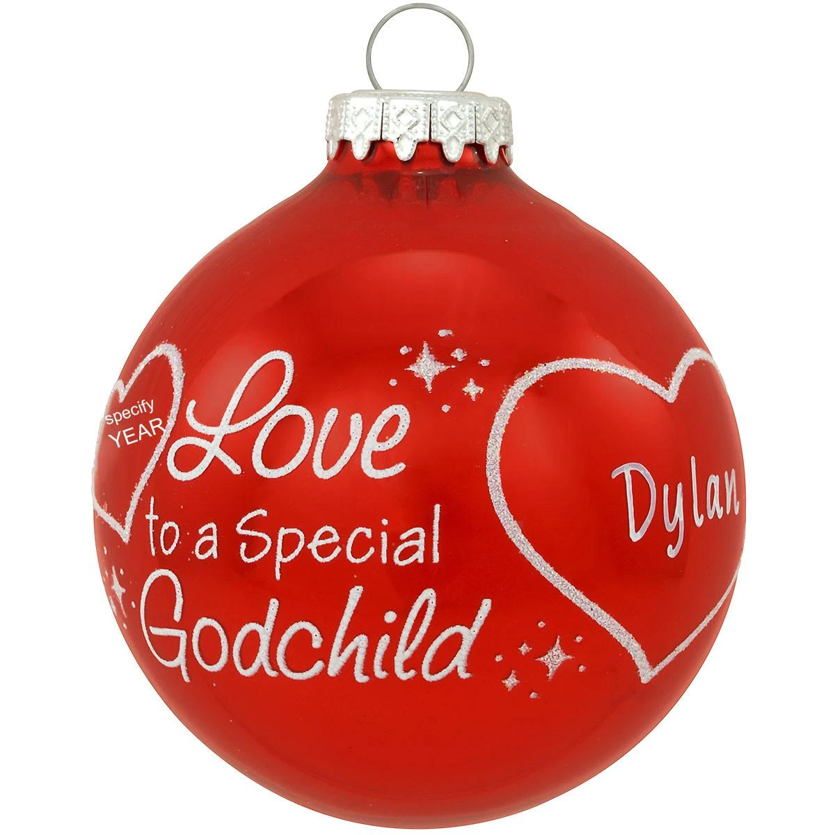 Personalized Love To A Special Godchild Shiny Red Glass Ornament 3 Personalized Love To A Special Godchild Shiny Red Glass Ornament