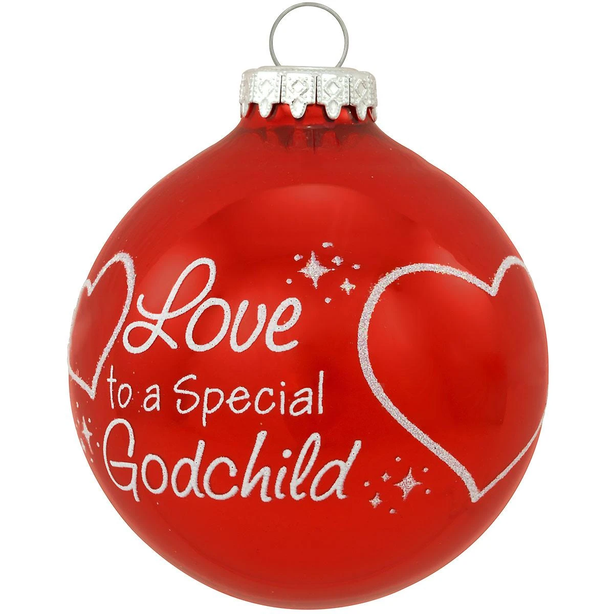 Personalized Love To A Special Godchild Shiny Red Glass Ornament 4 Personalized Love To A Special Godchild Shiny Red Glass Ornament - Image 2