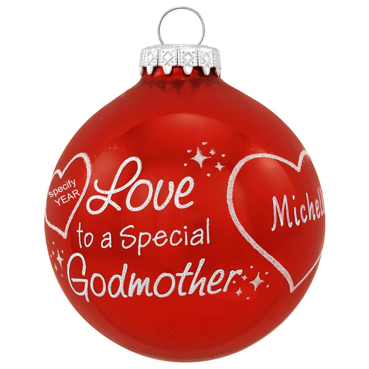Personalized To A Special Godmother Shiny Red Glass Ornament 3 Personalized To A Special Godmother Shiny Red Glass Ornament