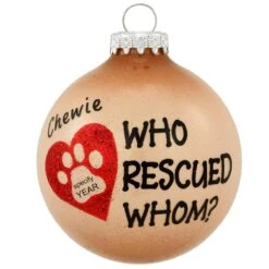 Personalized Who Rescued Whom 2-Tone Sparkle Glass Ornament