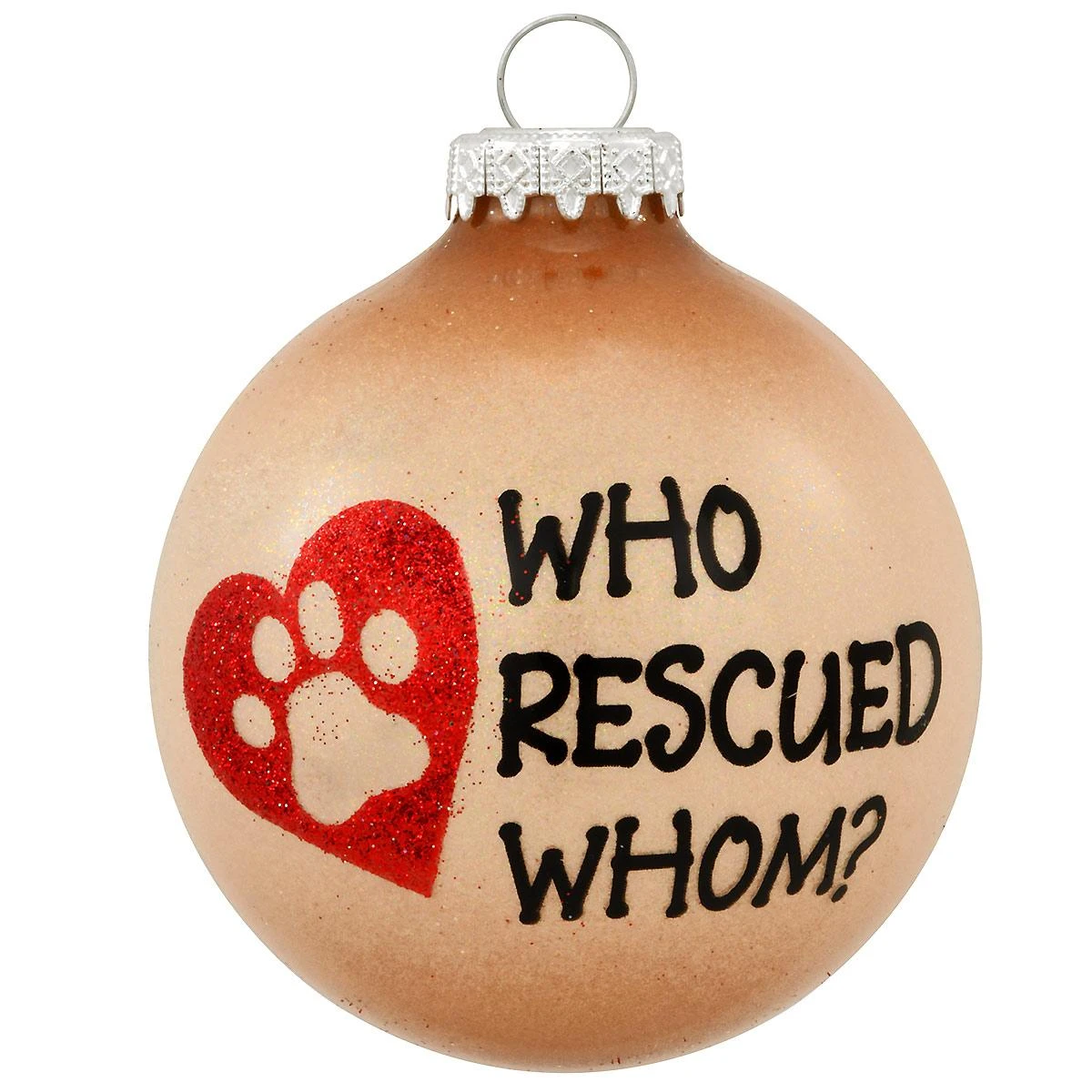 Personalized Who Rescued Whom 2-Tone Sparkle Glass Ornament 4 Personalized Who Rescued Whom 2-Tone Sparkle Glass Ornament - Image 2