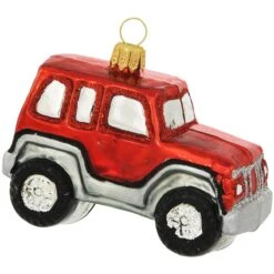 SUV 4x4 Red Glass Ornament