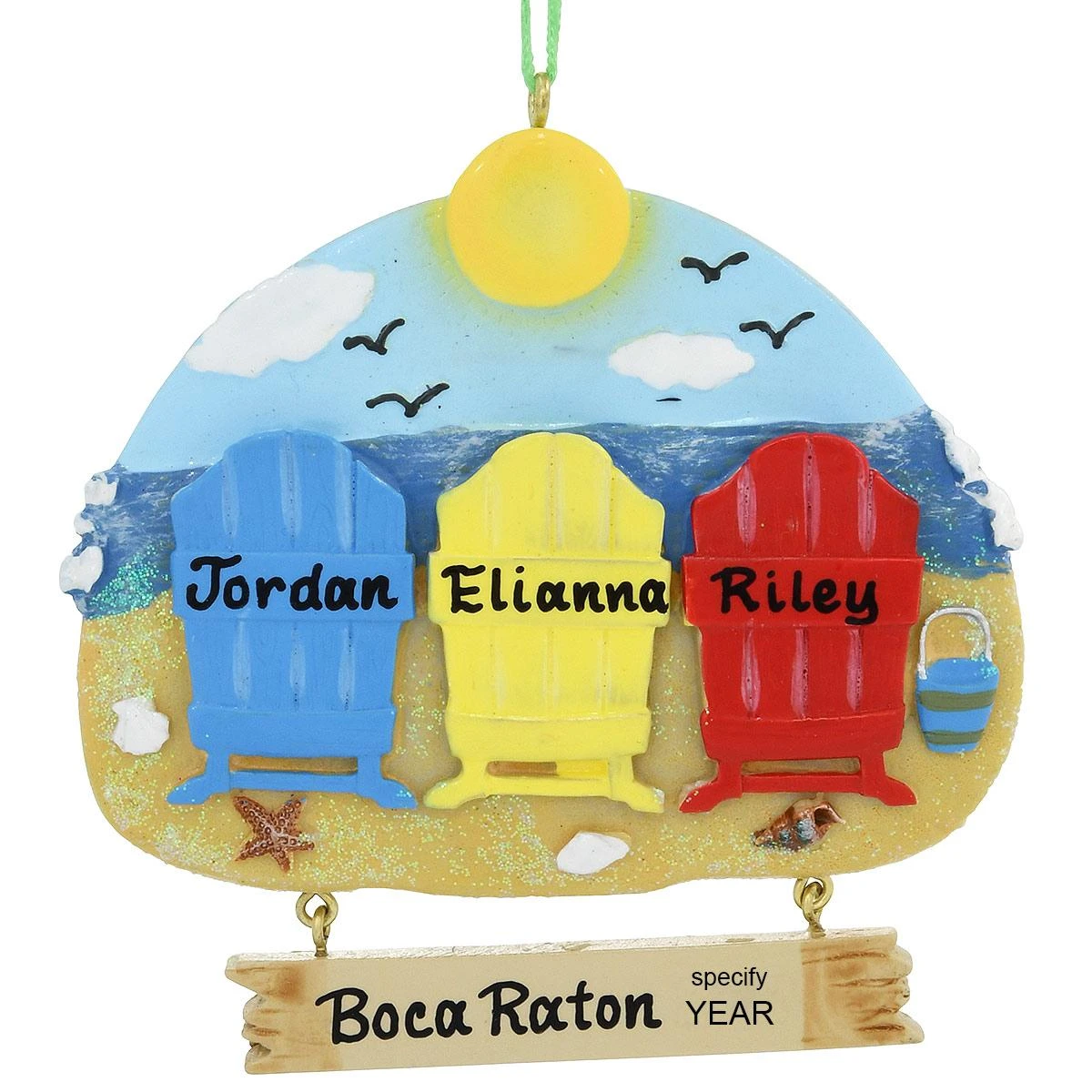 Personalized Beach Chair Ornament With 3 Chairs 3 Personalized Beach Chair Ornament With 3 Chairs