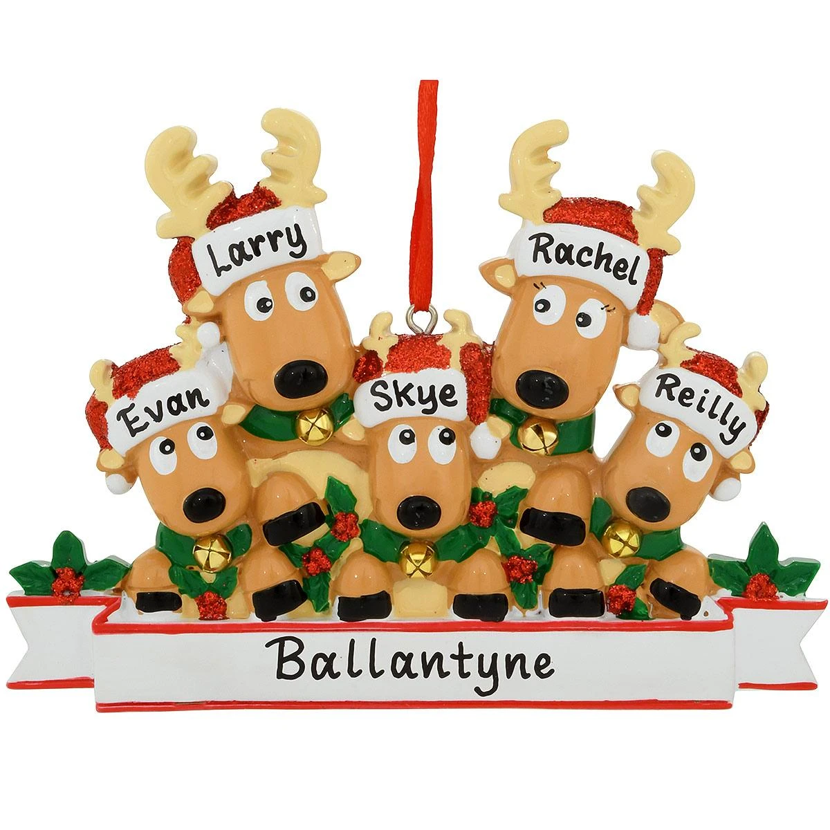 Personalized Reindeer Family Of 5 Ornament 3 Personalized Reindeer Family Of 5 Ornament