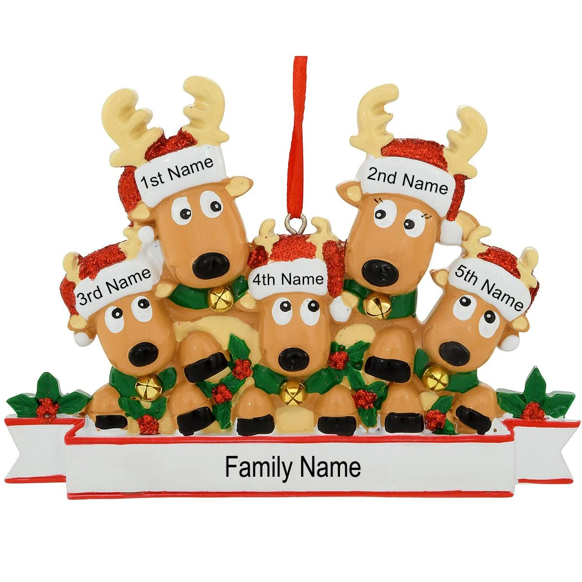 Personalized Reindeer Family Of 5 Ornament 5 Personalized Reindeer Family Of 5 Ornament - Image 3