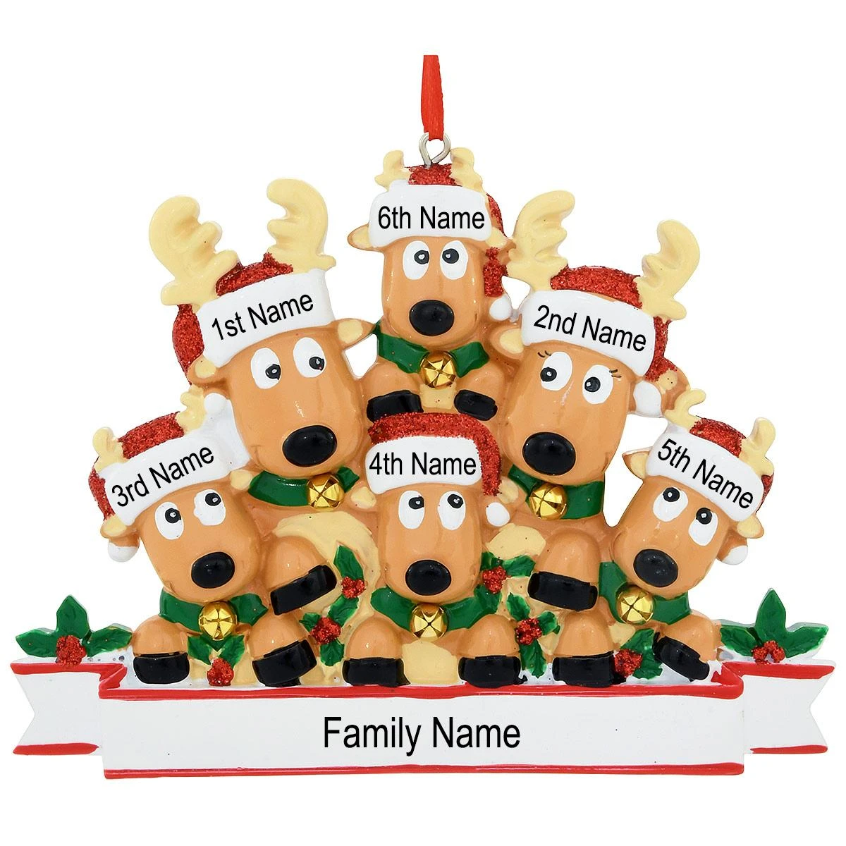 Personalized Reindeer Family Of 6 Ornament 5 Personalized Reindeer Family Of 6 Ornament - Image 3