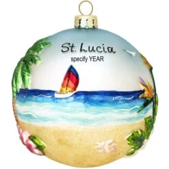 Personalized Tropical Relief Glass Ornament