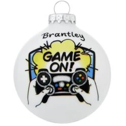 Personalized Game On Video Game White Opal Glass Ornament