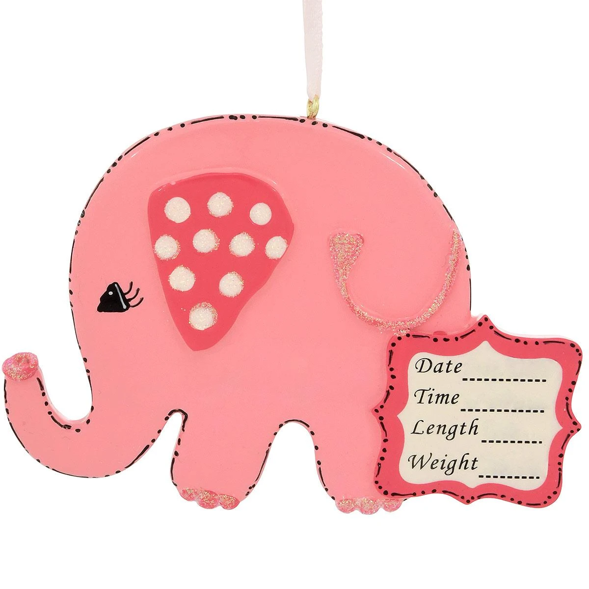 Personalized Pink Elephant With Baby Stats Ornament 4 Personalized Pink Elephant With Baby Stats Ornament - Image 2
