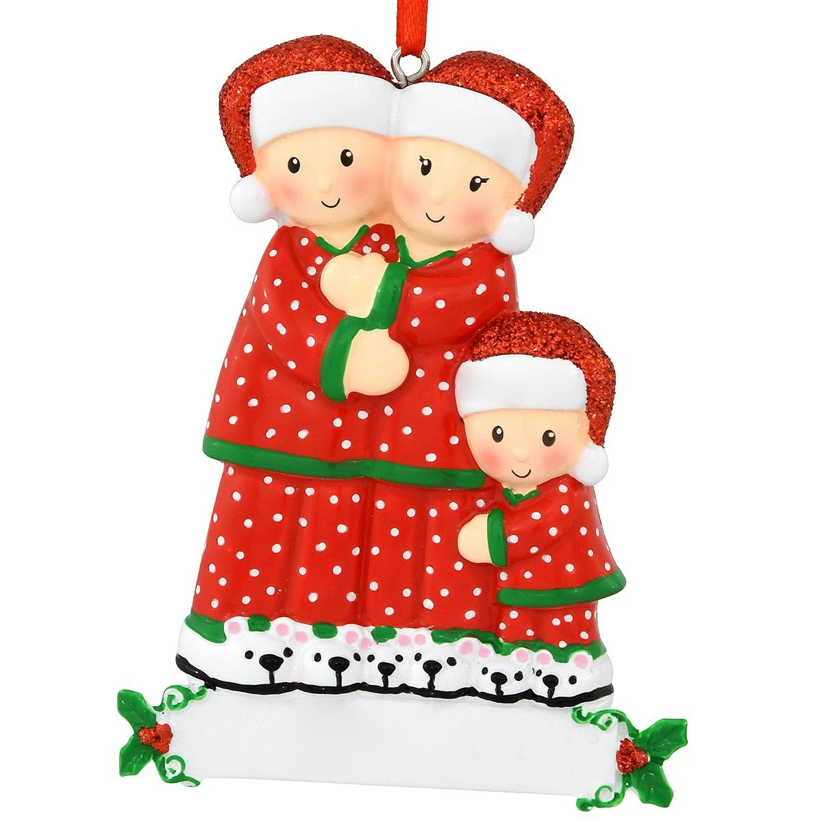 Personalized Pajama Family Of 3 Ornament 4 Personalized Pajama Family Of 3 Ornament - Image 2