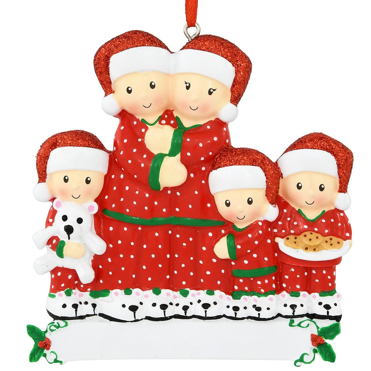 Personalized Pajama Family Of 5 Ornament 4 Personalized Pajama Family Of 5 Ornament - Image 2