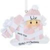 Personalized Baby Girl In Pink Gift Box Ornament