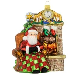 2017 Annual Form Santa With Fireplace Glass Ornament