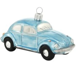 Blue VW Beetle Glass Ornament
