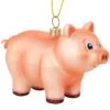 Smiling Pig Glass Ornament