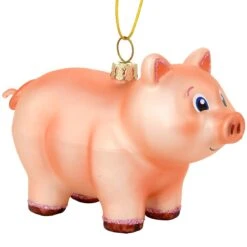 Smiling Pig Glass Ornament