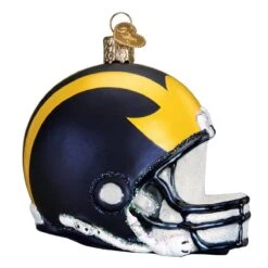 University Of Michigan Football Helmet Glass Ornament