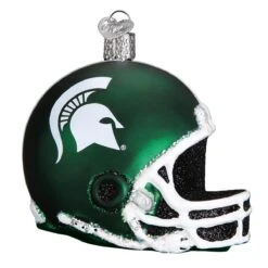 Michigan State University Football Helmet Glass Ornament