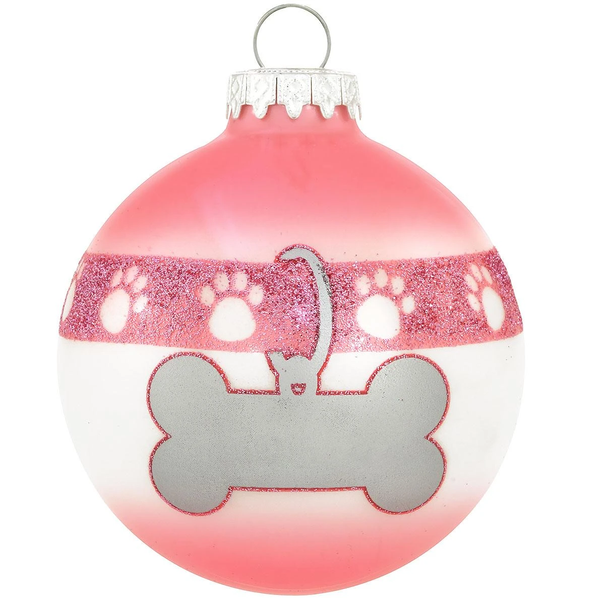 Personalized Dog Collar Pink And Pearl Two Tone Glass Ornament 4 Personalized Dog Collar Pink And Pearl Two Tone Glass Ornament - Image 2