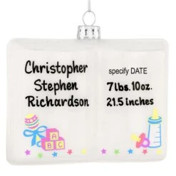 Personalized Baby Book Glass Ornament