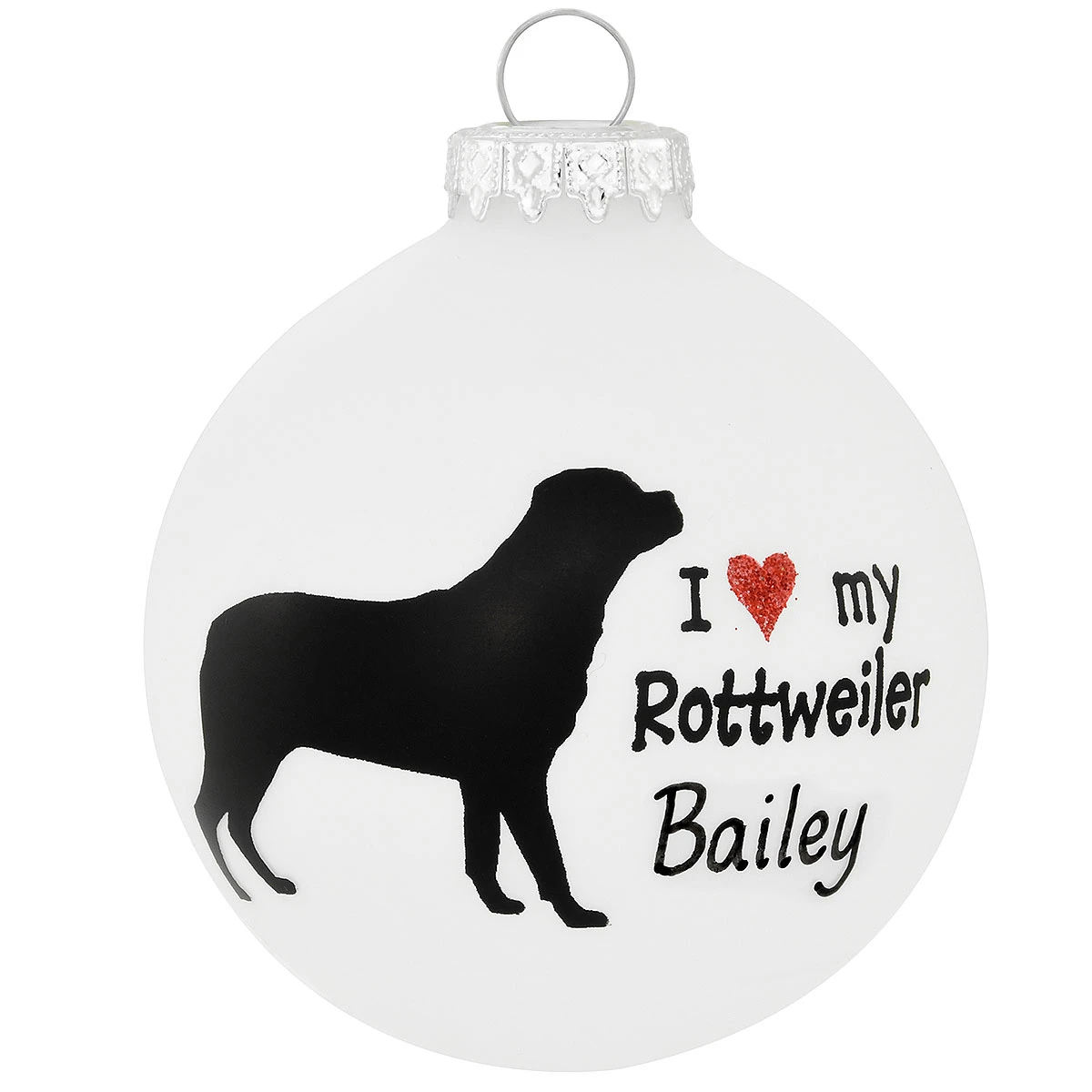 Personalized I Love My Rottweiler Glass Ornament 3 Personalized I Love My Rottweiler Glass Ornament