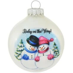 Personalized Baby On The Way Snowman Couple Glass Ornament -Holiday Decoration Store 1201690 web 2