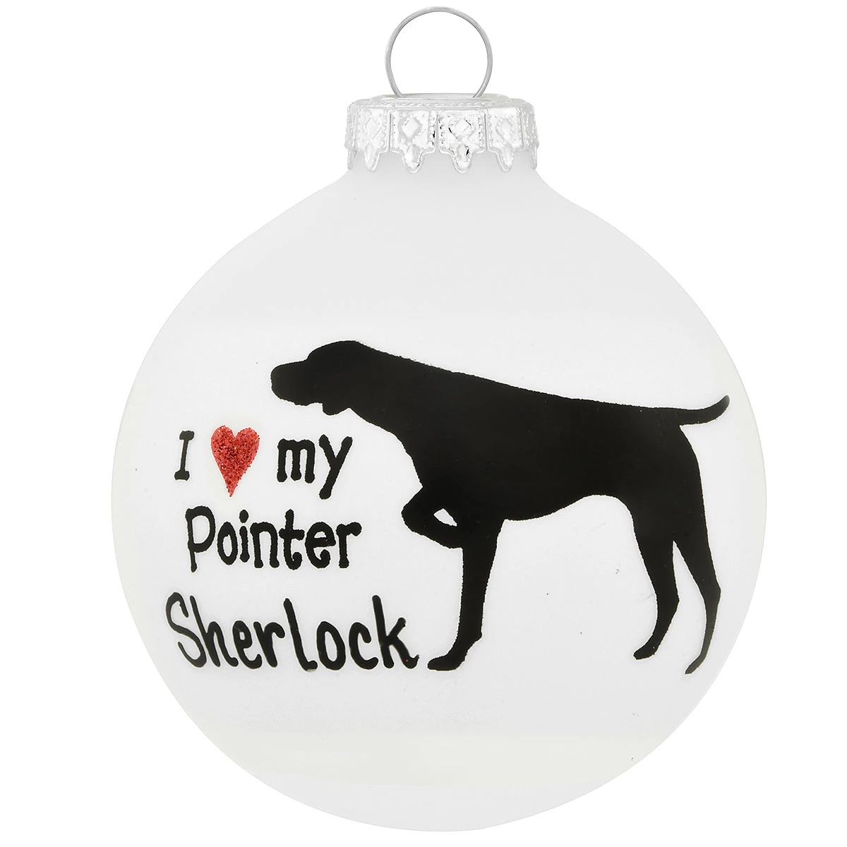 Personalized I Love My Pointer Glass Ornament 3 Personalized I Love My Pointer Glass Ornament