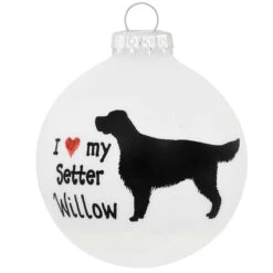 Personalized I Love My Setter Glass Ornament