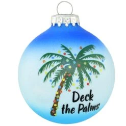 Deck The Palms Glass Ornament
