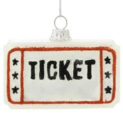 Personalized Ticket Shiny White Glass Ornament -Holiday Decoration Store 1202745 web 2