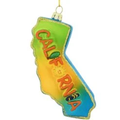California Shape Glass Ornament