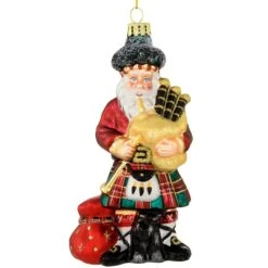 5.5 Inch Scottish Santa Glass Ornament