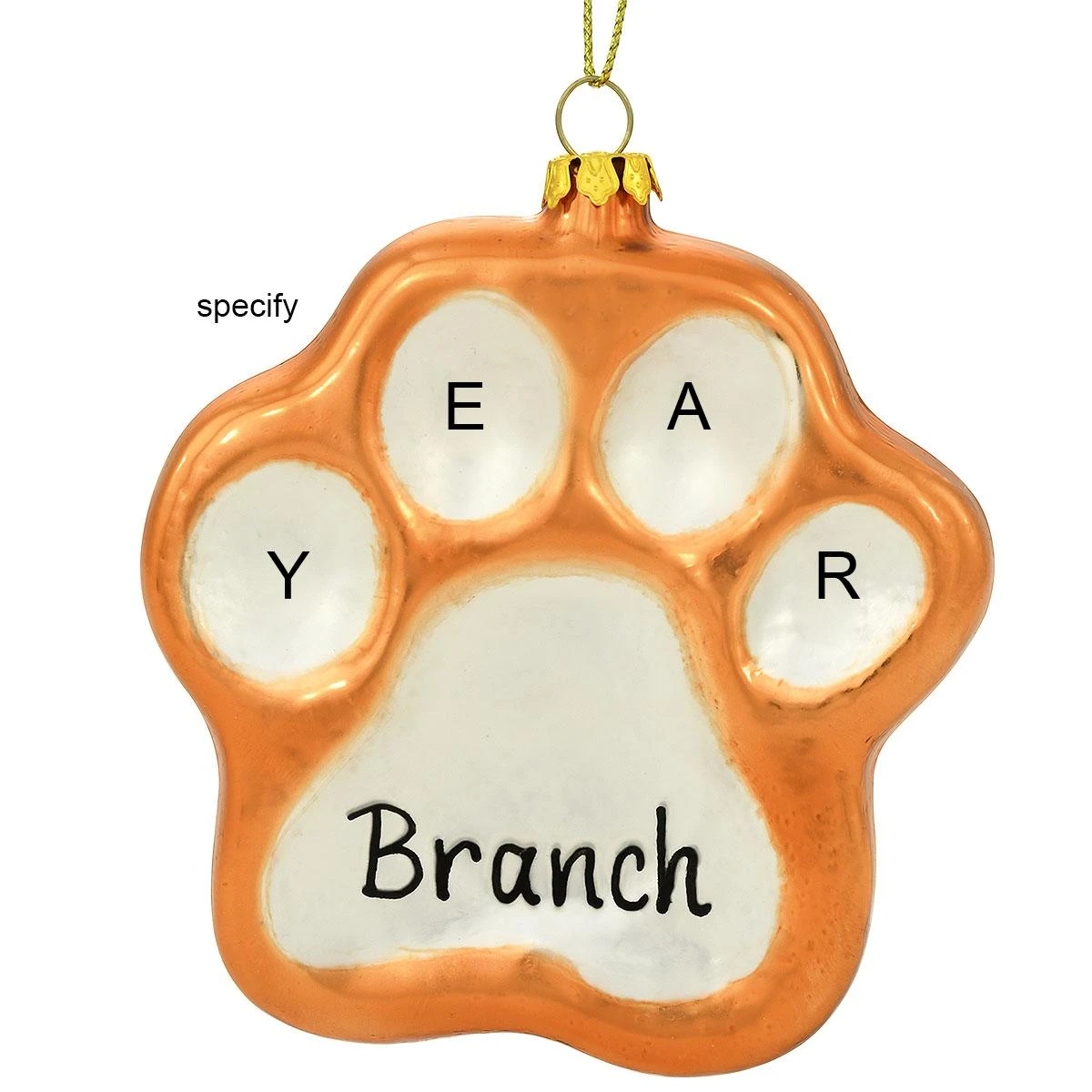 Personalized Bronze And White Glass Paw Print Ornament 3 Personalized Bronze And White Glass Paw Print Ornament