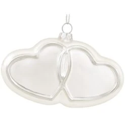 Personalized Double Hearts White With Silver Ornament -Holiday Decoration Store 1202928 web 2