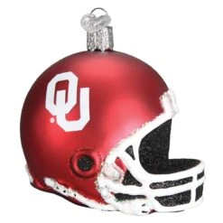 University Of Oklahoma Football Helmet Glass Ornament