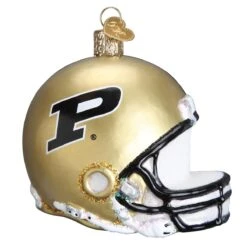 Purdue University Football Helmet Glass Ornament