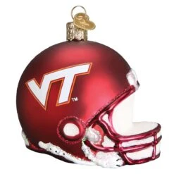 Virginia Tech University Football Helmet Glass Ornament