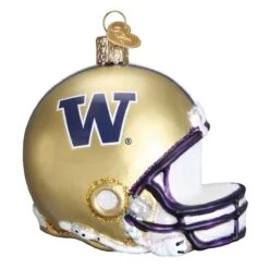 University Of Washington Football Helmet Glass Ornament