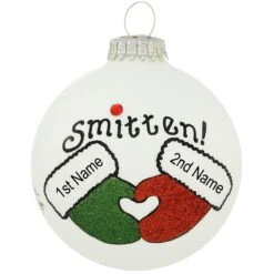 Personalized Smitten Mittens Heart Gifts Glass Ornament -Holiday Decoration Store 1205030 web 3